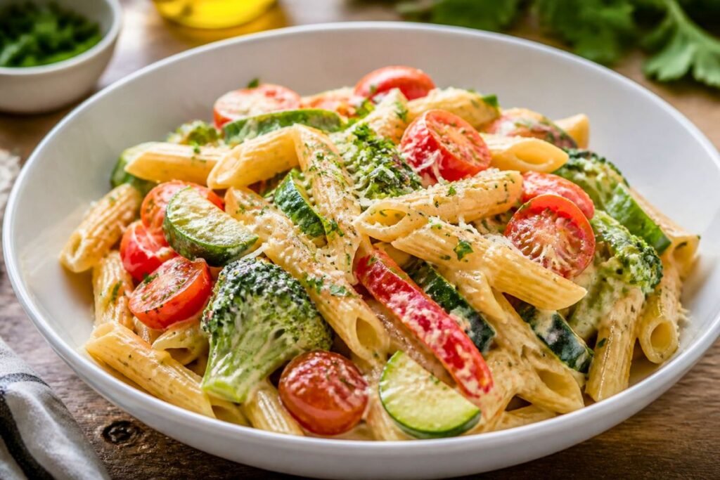 15 Minute Creamy Pasta Primavera Recipe