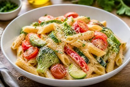 15 Minute Creamy Pasta Primavera Recipe