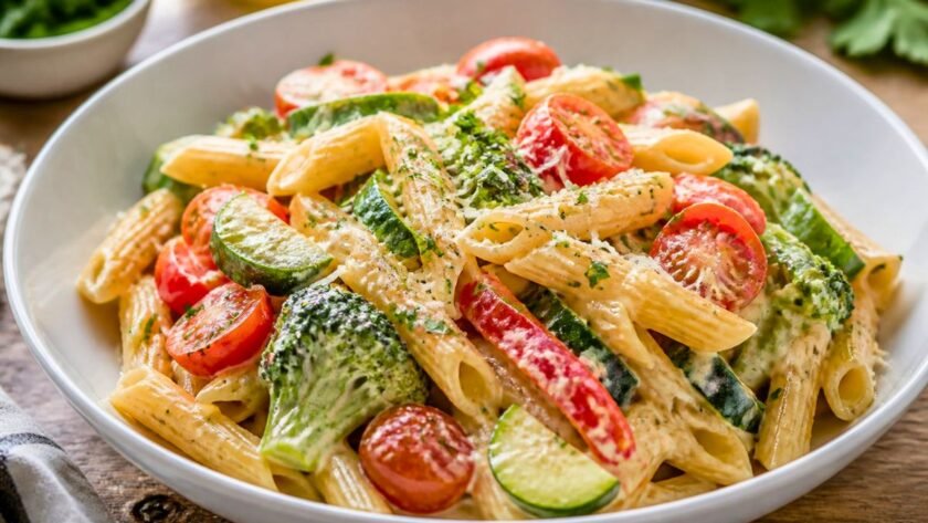 15 Minute Creamy Pasta Primavera Recipe