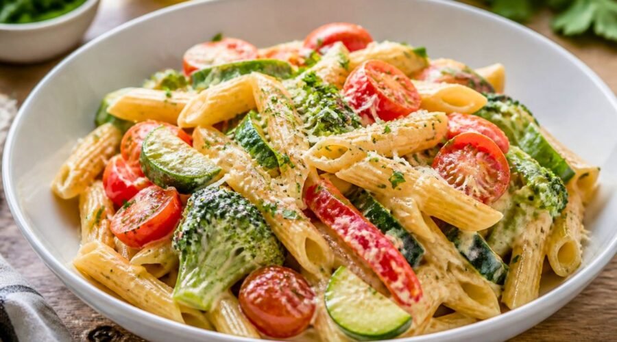 15 Minute Creamy Pasta Primavera Recipe