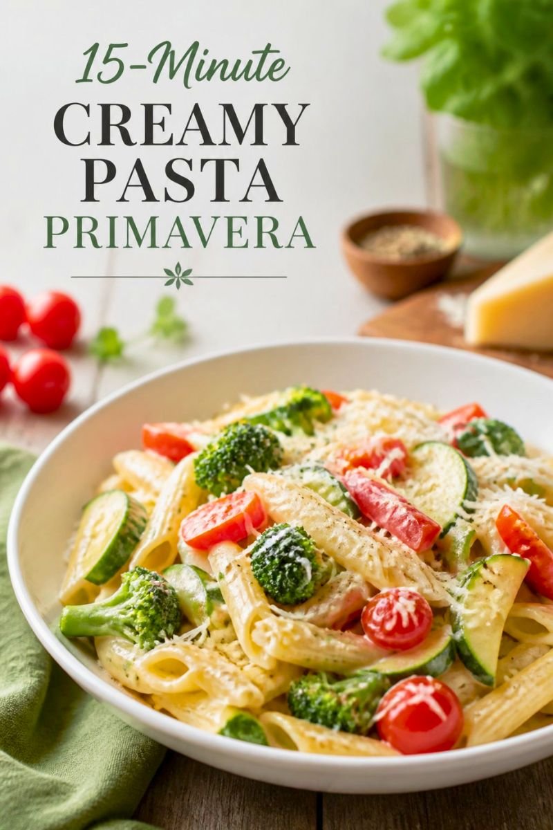 15 Minute Creamy Pasta Primavera Recipe