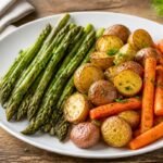 Oven Roasted Asparagus with Potatoes Carrots Recipe