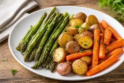 Oven Roasted Asparagus with Potatoes Carrots Recipe
