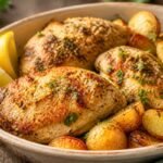 Baked Garlic Parmesan Chicken and Potatoes Recipe