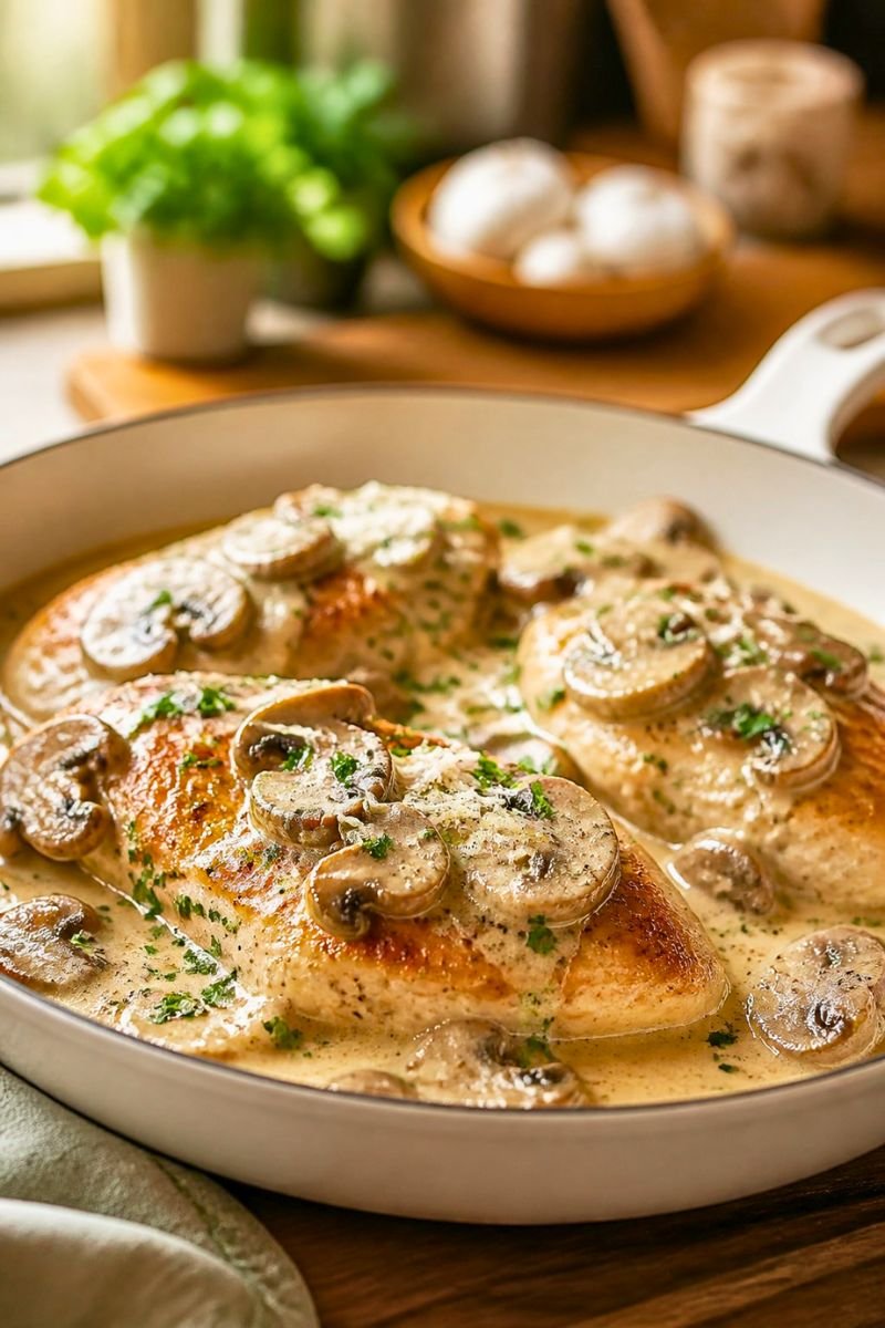 Easy Creamy Mushroom Chicken Recipe