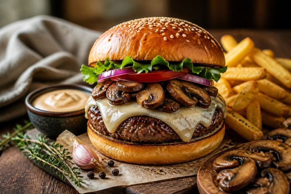 Mushrooms Swiss Burger Recipe