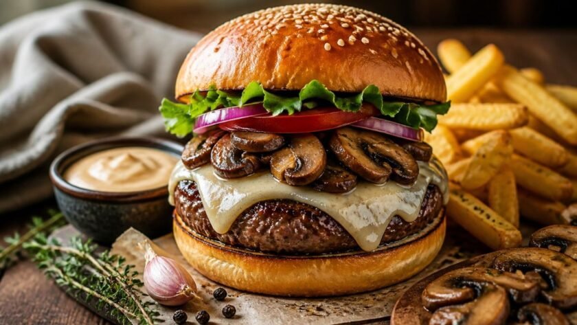 Mushrooms Swiss Burger Recipe