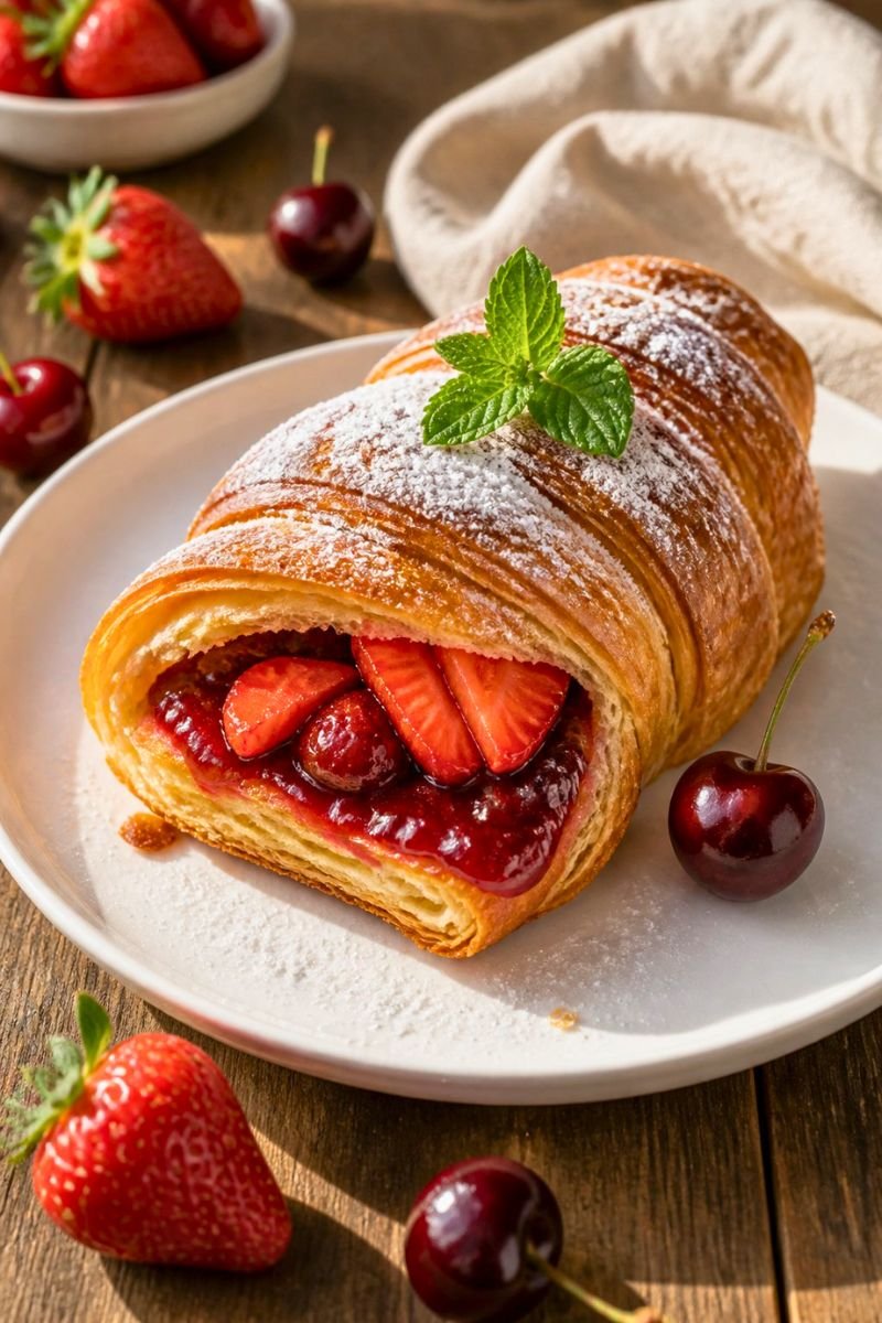Strawberry Cherry Jam Croissant Recipe