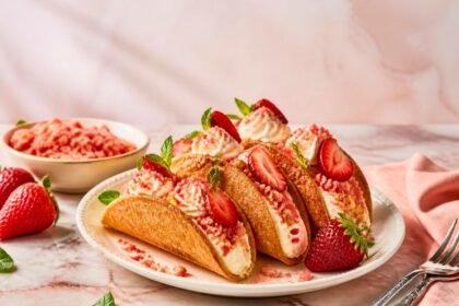 Strawberry Crunch Cheesecake Tacos Recipe